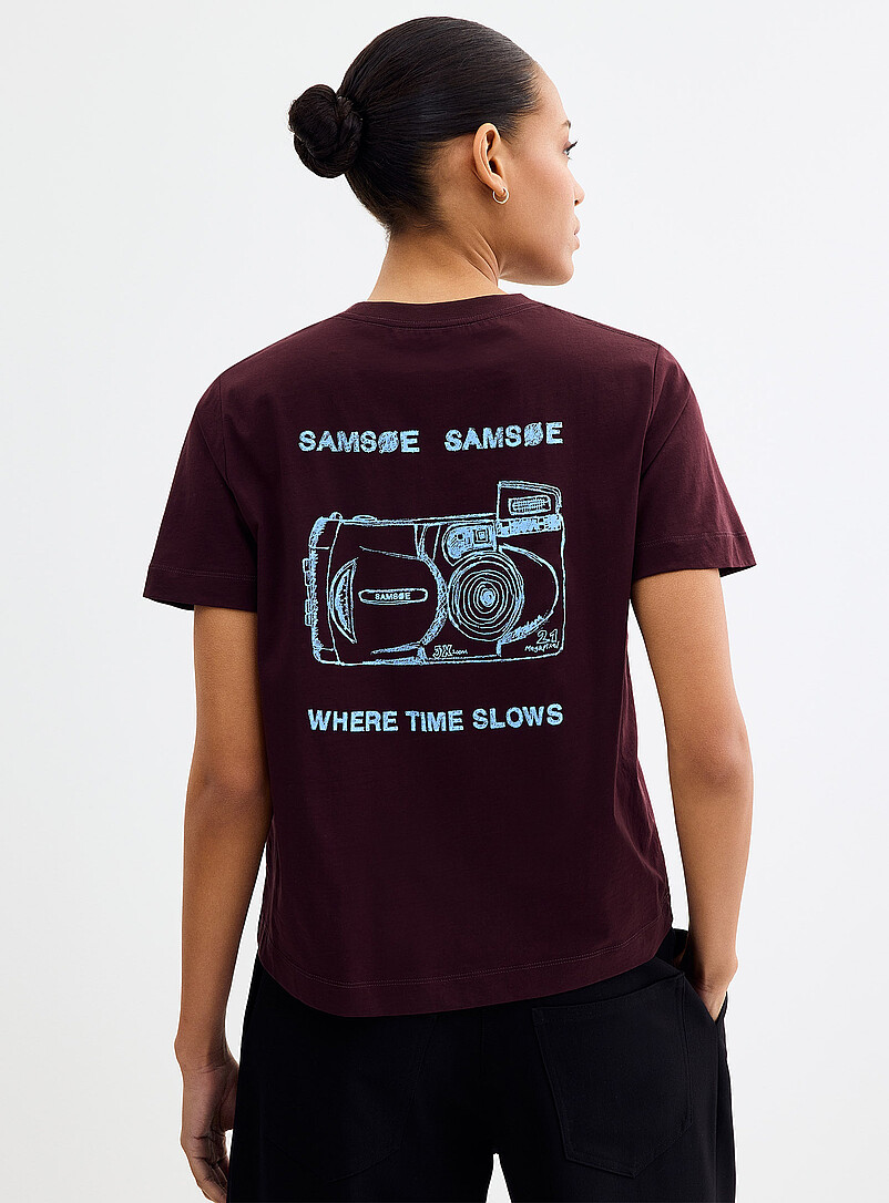 Sams&oslash;e  Sams&oslash;e Burgundy Printed back soft jersey T-shirt for women