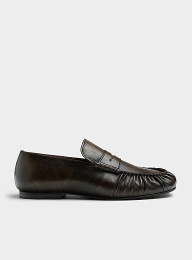 Brown Aven gathered penny loafers Men