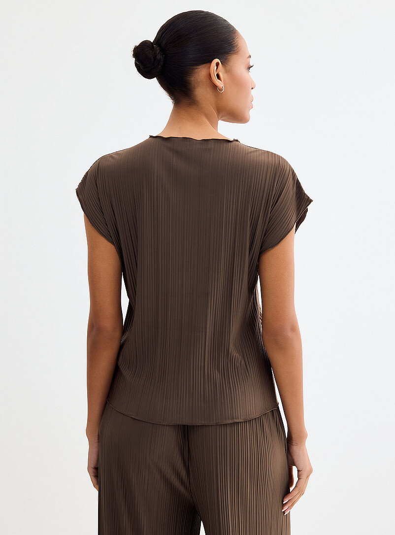 Sams&oslash;e  Sams&oslash;e Taupe Pleated cap-sleeve T-shirt for women