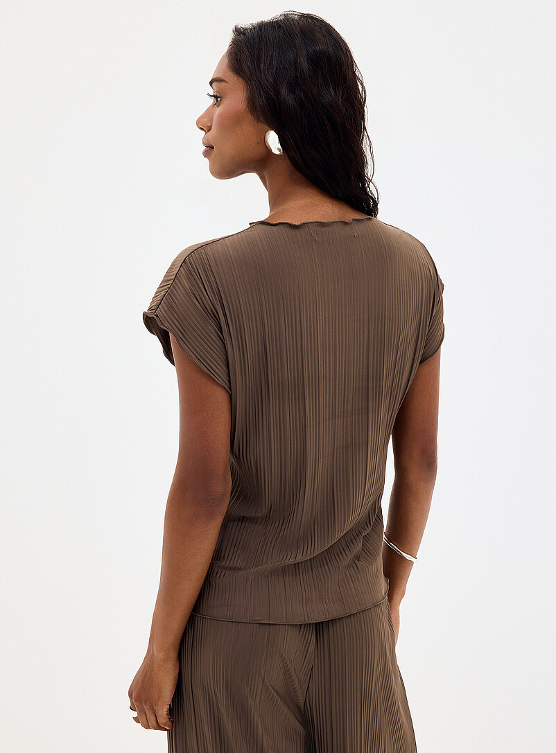 Sams&oslash;e  Sams&oslash;e Taupe Pleated cap-sleeve T-shirt for women