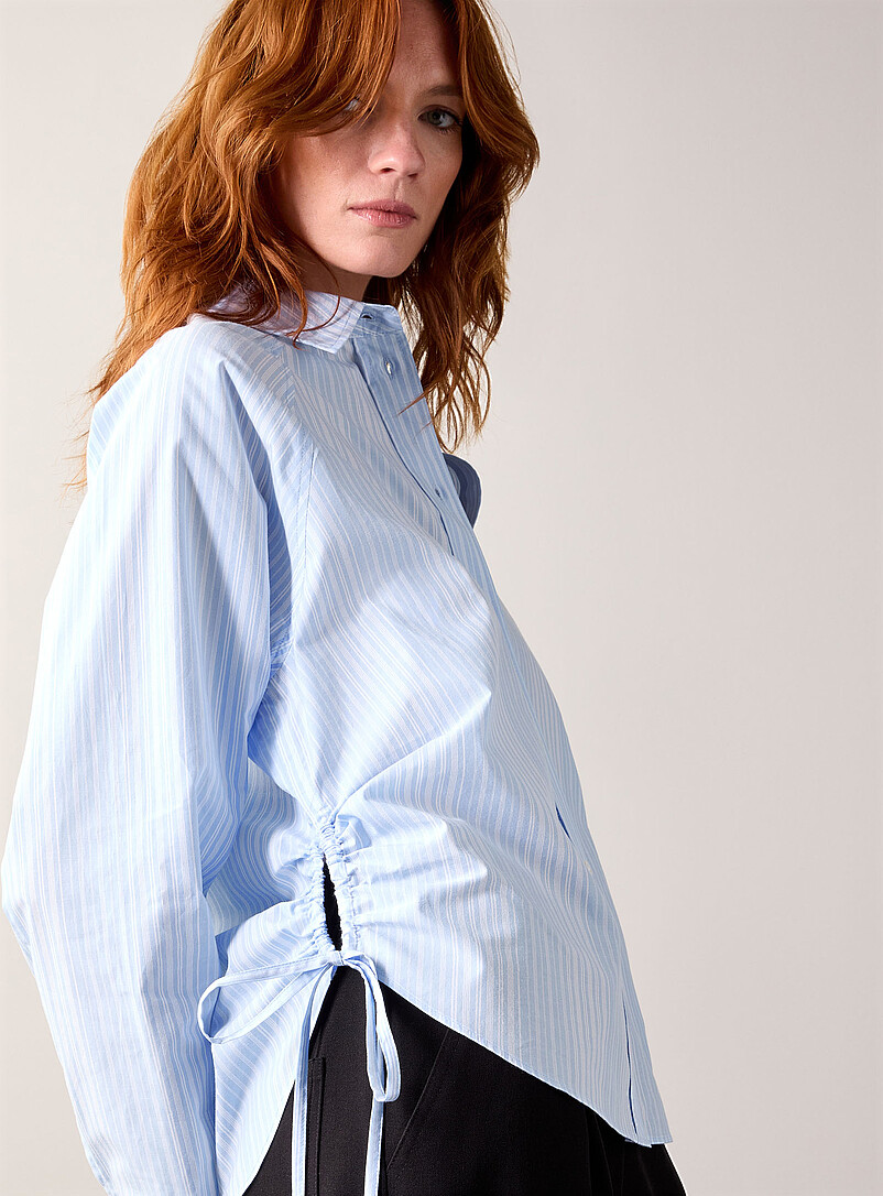 Sams&oslash;e  Sams&oslash;e Baby Blue Sarita side drawcord striped shirt for women