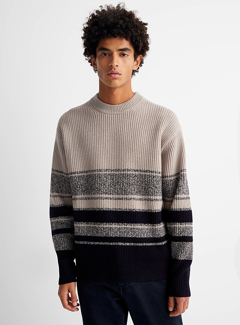 Samsøe & Samsøe Ecru/Linen Mixed-block ribbed sweater for men