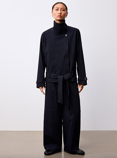 Sams&oslash;e  Sams&oslash;e Navy/Midnight Blue Sabianca pinstriped navy pant <b>Fit: Barrel leg, high rise</b> for women