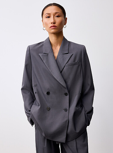 La veston double boutonnage gris Sahelly
