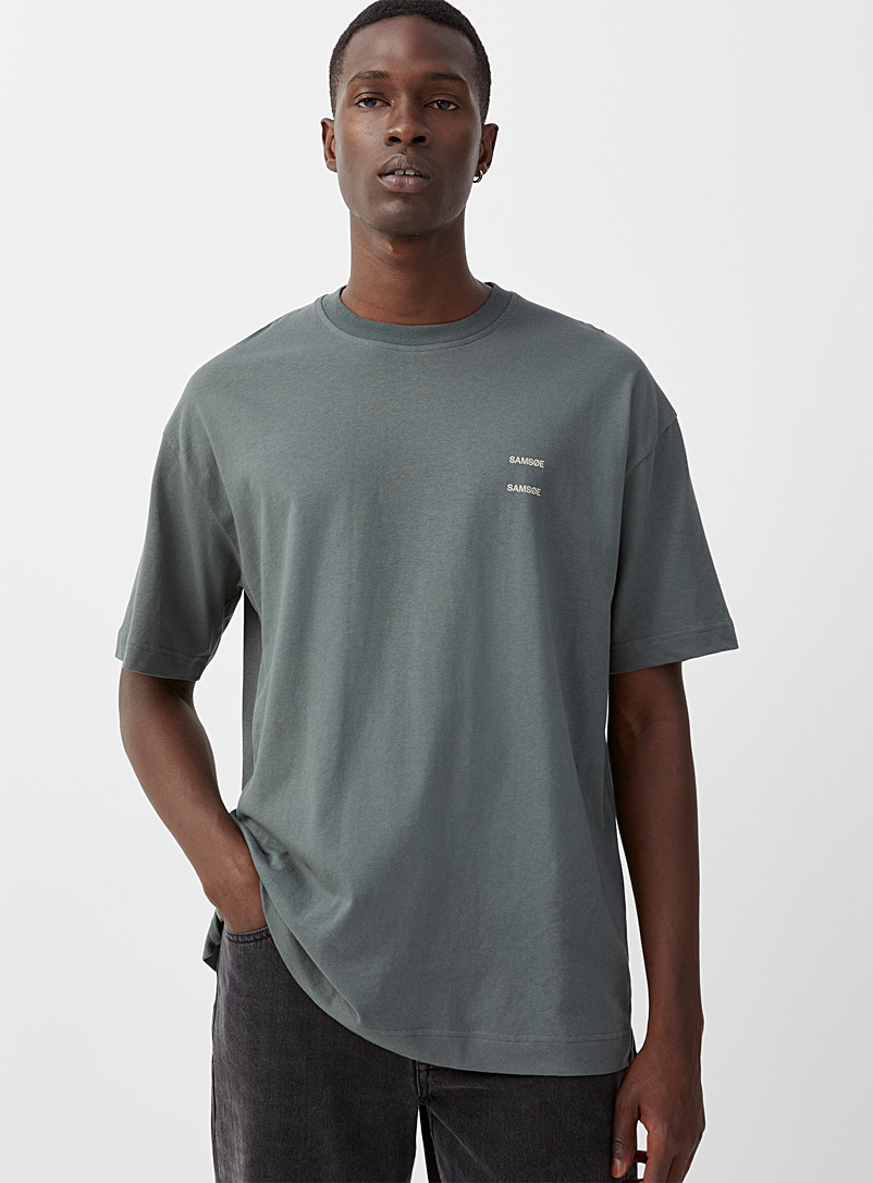 Samsøe & Samsøe: Le t-shirt signature vert sauge Gris pour homme