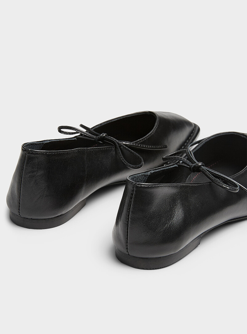 Alohas Black Sway bow leather ballet flats Women for women