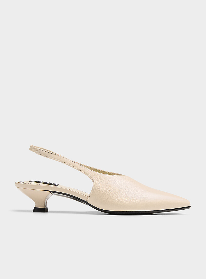 Alohas Ivory/Cream Beige Eros slingback leather mules Women for women