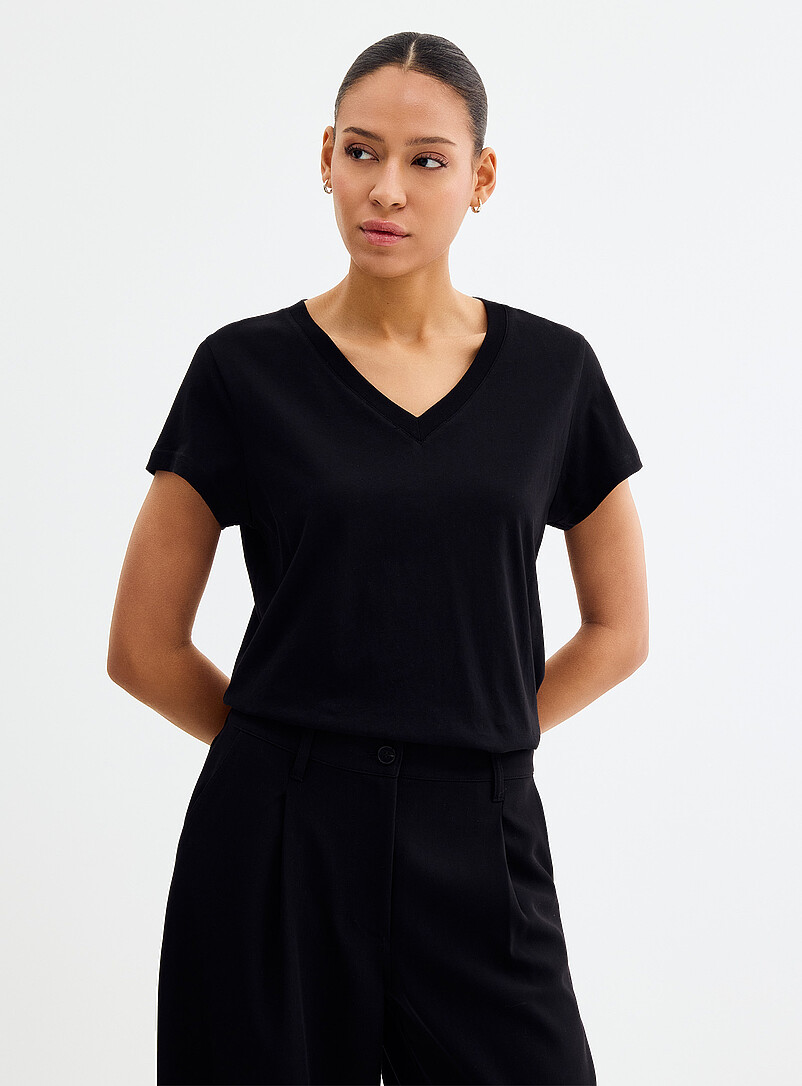 Soft jersey V-neck T-shirt product image (primary)