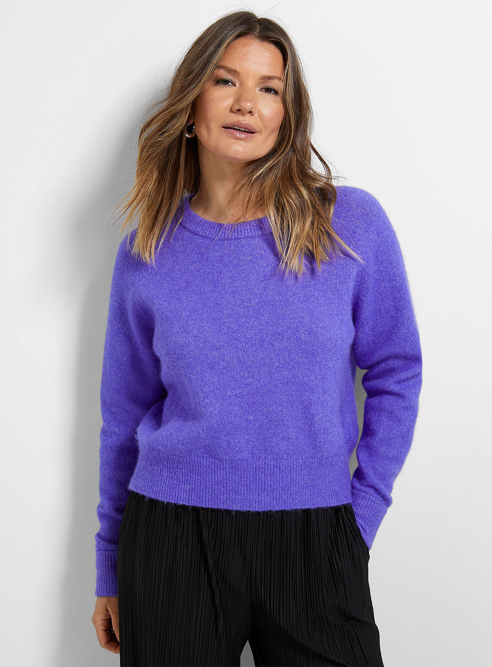Samsã¸e Samsã¸e Alpaca And Merino Wool Purple Sweater In Multi