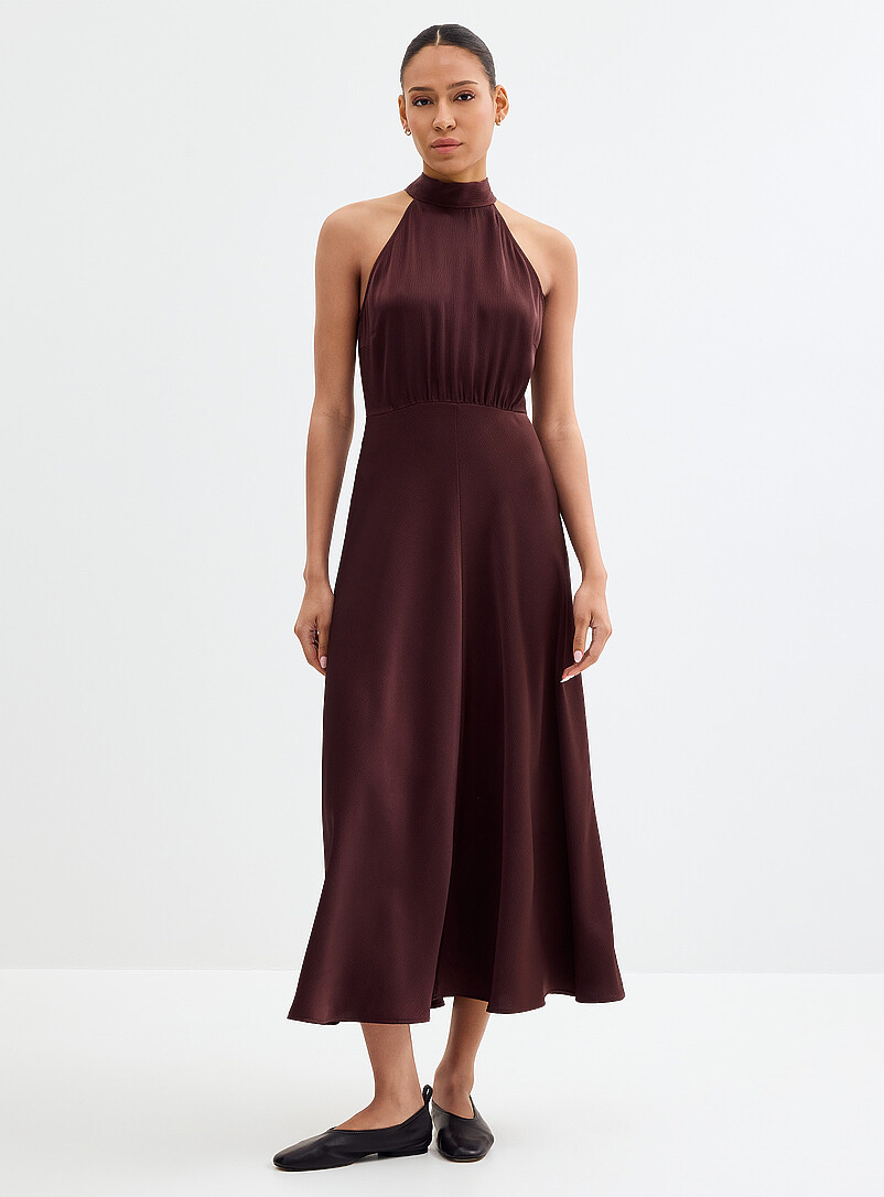 Rheo hammered satin halter dress product image (primary)