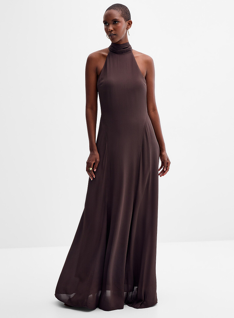 Saniva knotted mock-neck long dress product image (primary)