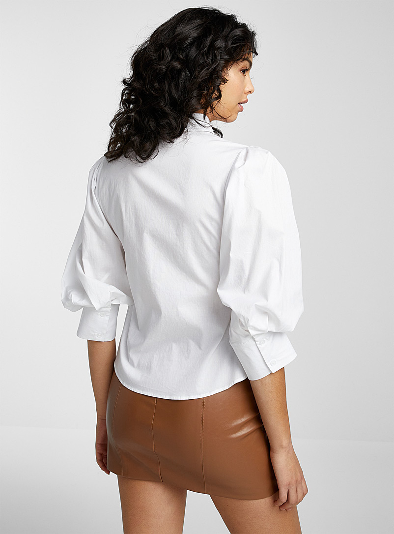Icône White Puff sleeves poplin shirt for women