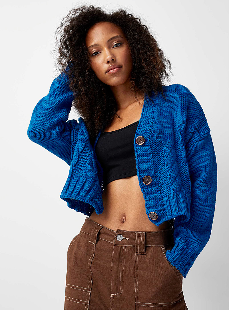Twik Marine Blue Cable cropped cardigan for women