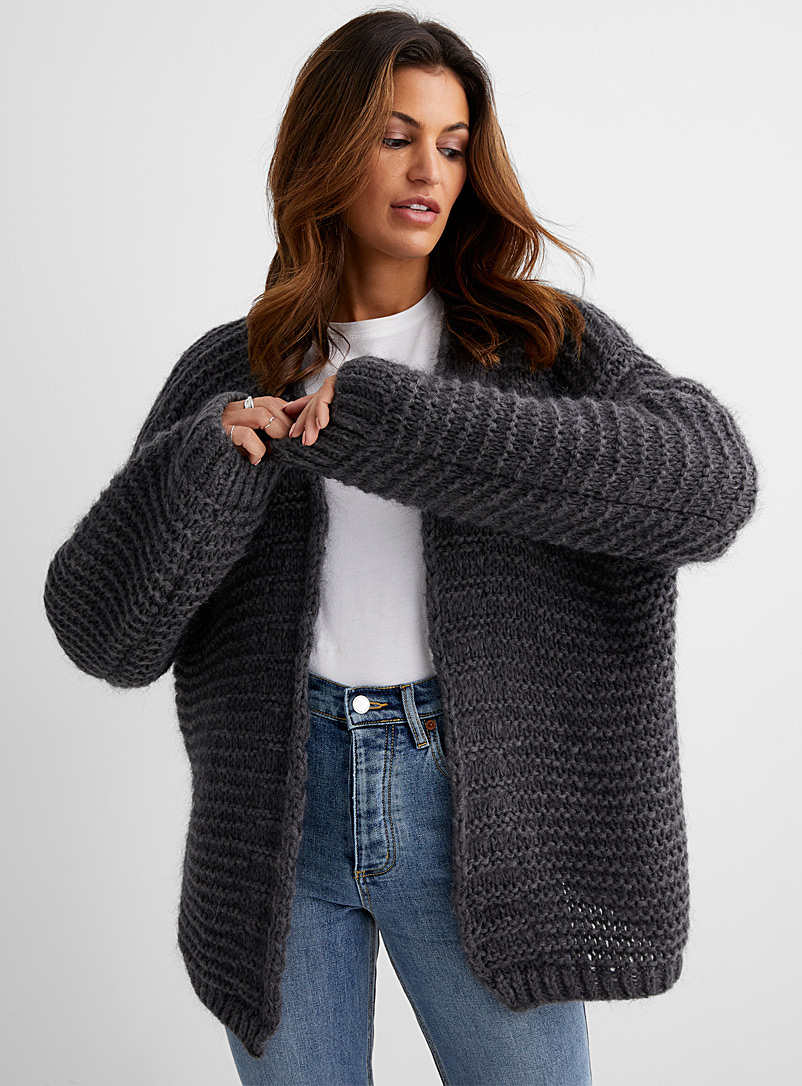 Loose ribbed mohair cardigan 