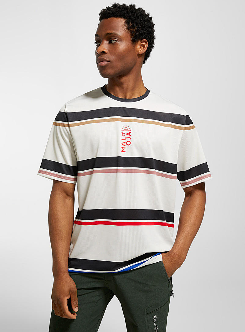 Maloja Patterned White Functional jersey striped tee for error