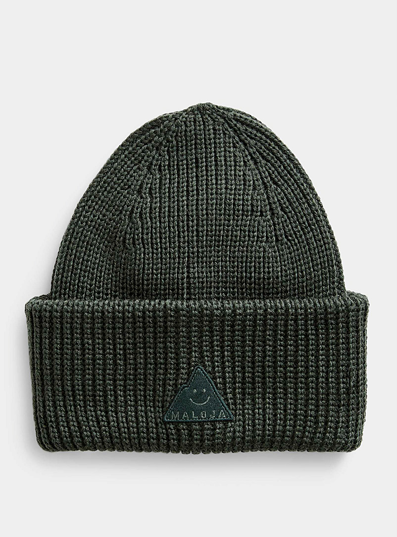 Maloja Mossy Green Mountain emblem ribbed tuque for error