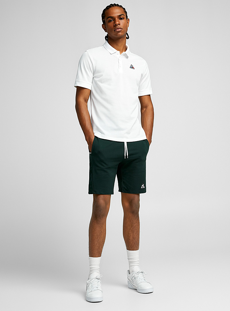 Le coq sportif Patterned Green Accent-block jersey short for men