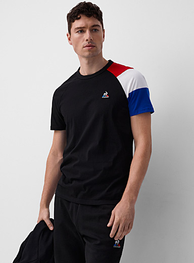Le coq sportif Black Tricolour block T-shirt for men