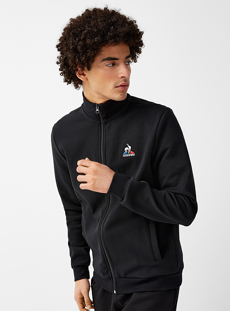 Le coq sportif Black Structured jersey athletic jacket for men