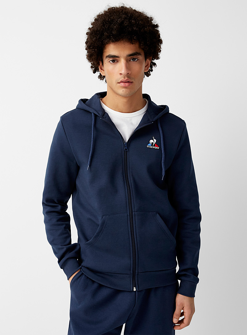 Le coq sportif Marine Blue Hooded structured jersey cardigan for men