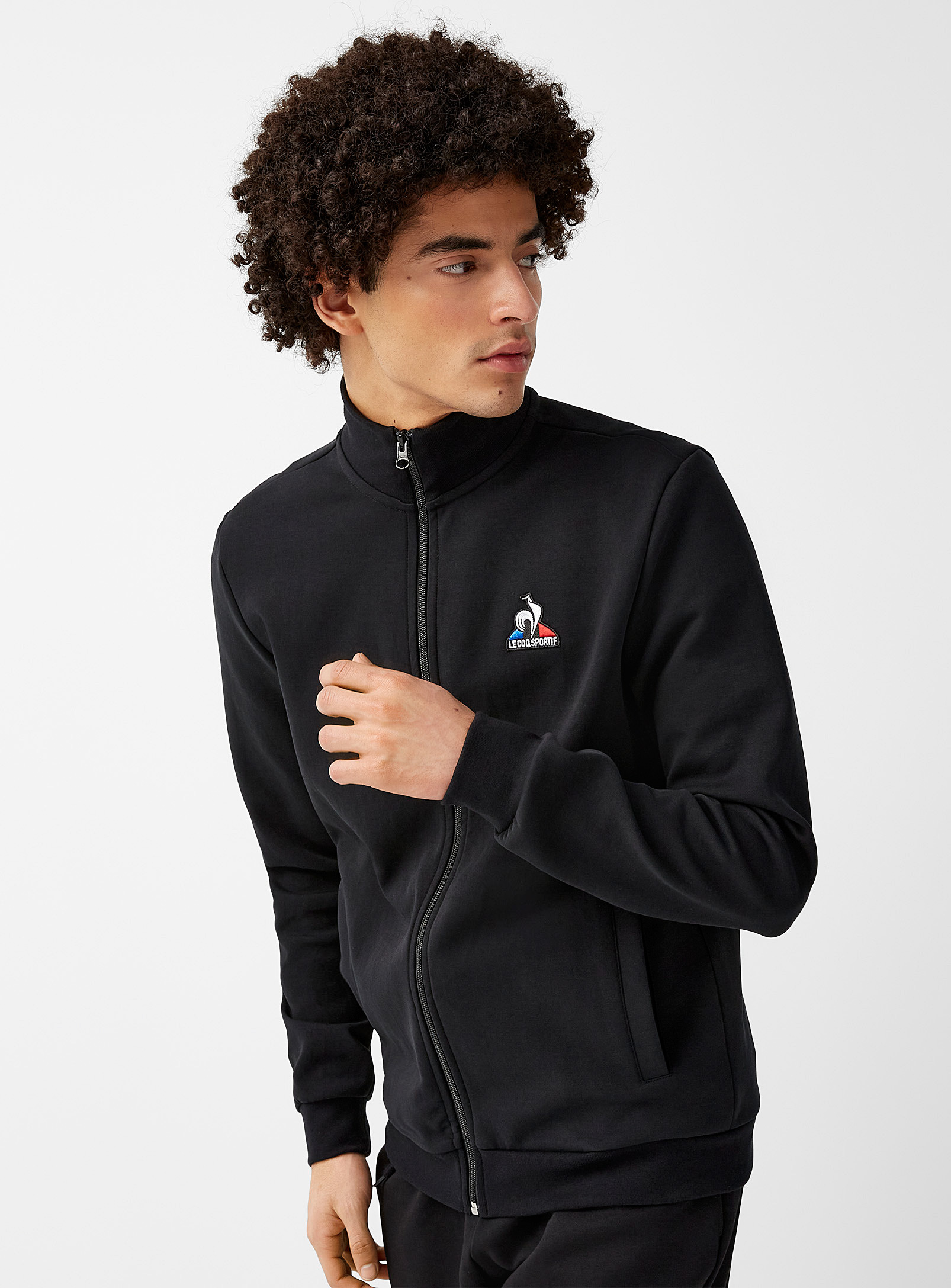 Le Coq Sportif Structured Jersey Athletic Jacket In Black