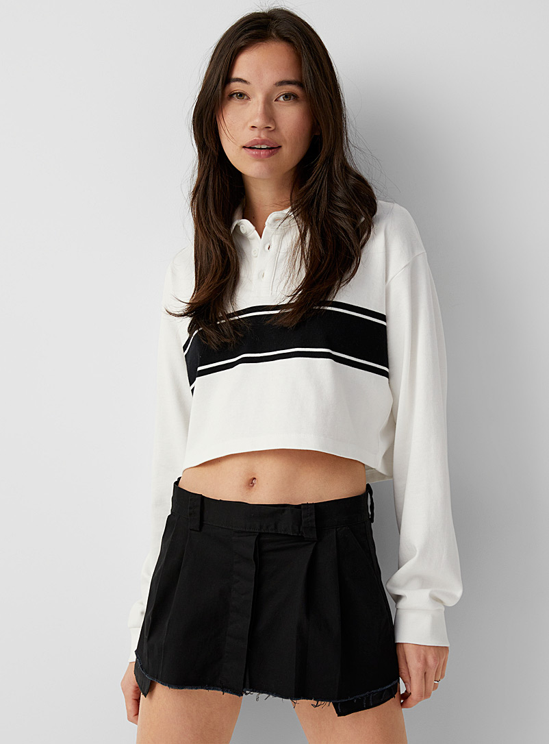 Twik Black Pleated cut-off micro miniskirt for women