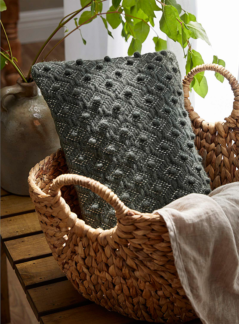 Simons Maison Mossy Green Larch knit cushion 31 x 46 cm