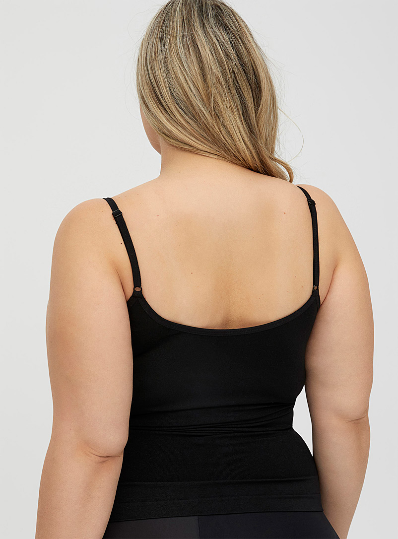 Miiyu Black Thin-strap V-neck control cami Plus size for women
