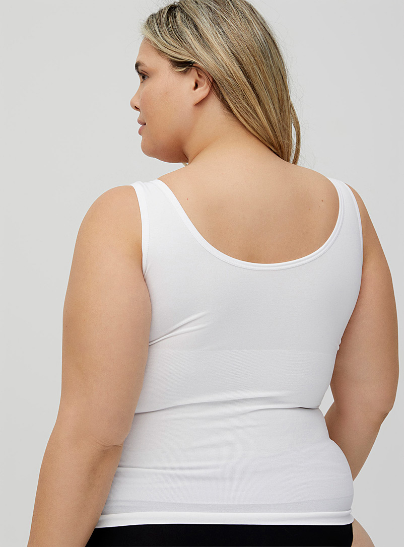 Miiyu White Wide-strap V-neck control cami Plus size for women