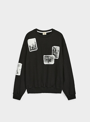 Djab: Le sweat patchwork photo <b>Importation de S&eacute;oul</b> Noir pour homme