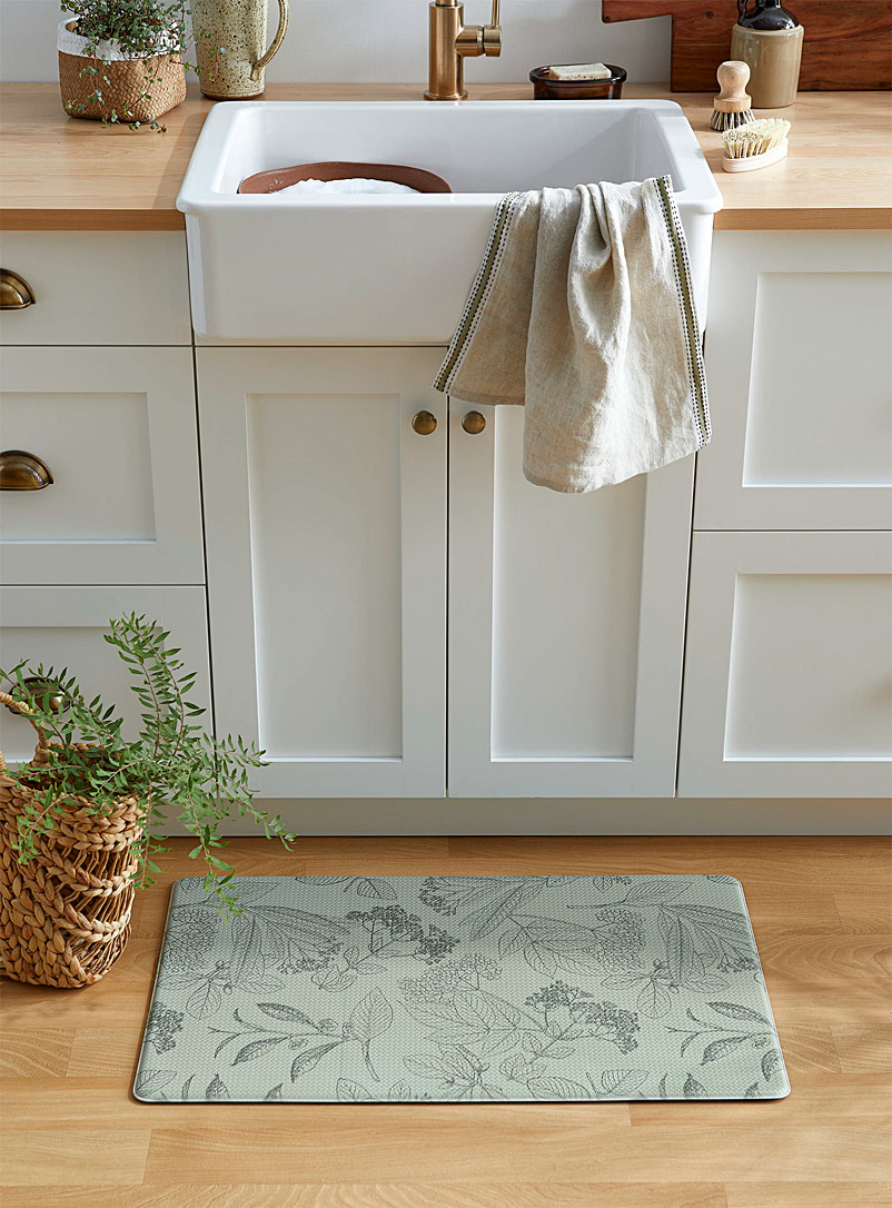 Simons Maison Patterned Green Botanical sketch kitchen mat 46 x 76 cm