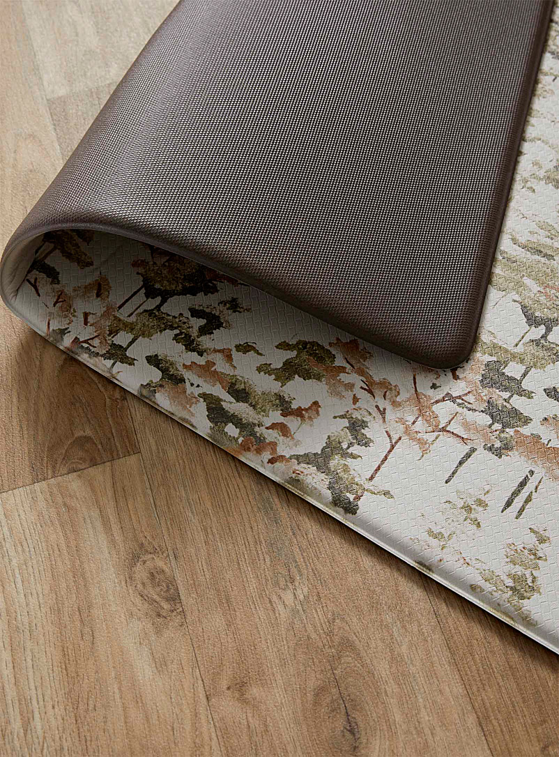 Simons Maison: Le tapis de cuisine forêt paisible 46 x 76 cm Blanc à motifs