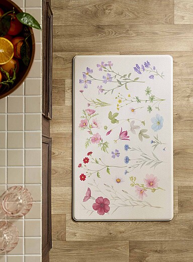 Simons Maison: Le tapis de cuisine fleurs &agrave; l'aquarelle 46 x 76 cm Assorti