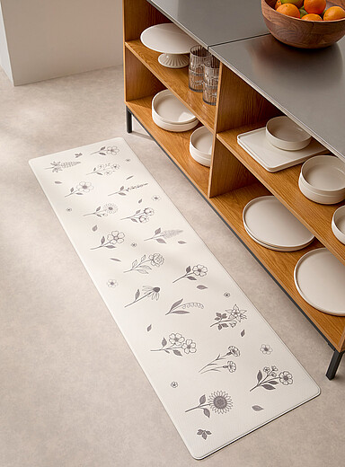 Drawn flowers kitchen mat 45 x 150 cm