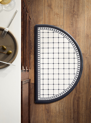 Simons Maison Black and White Tile pattern half-moon kitchen mat 46 x 76 cm