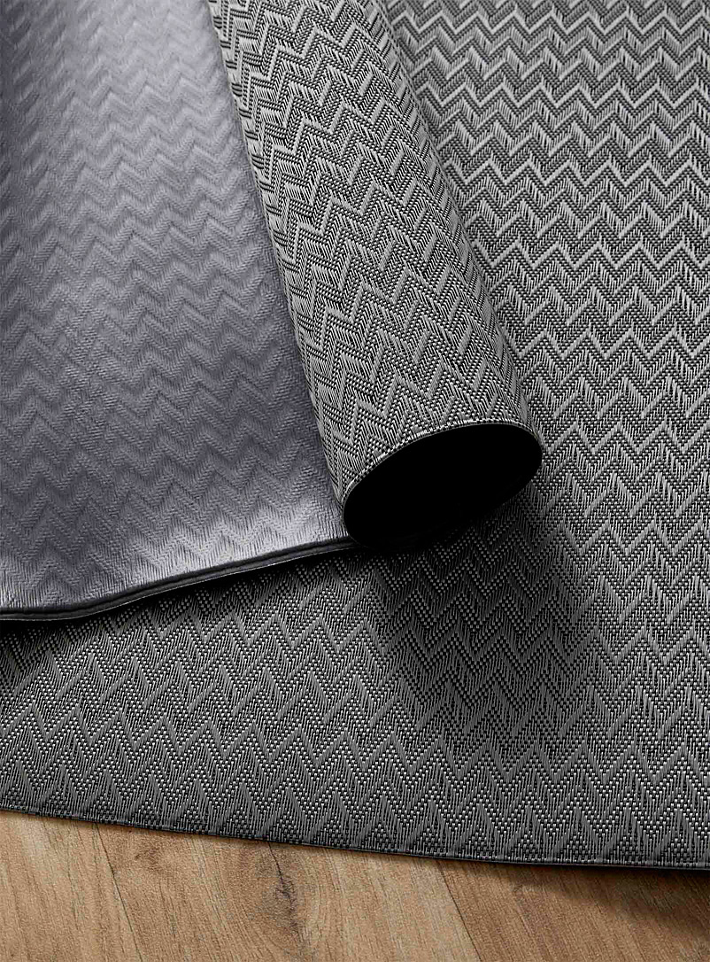 Simons Maison: Le tapis vinyle zigzag 90 x 130 cm Gris à motifs