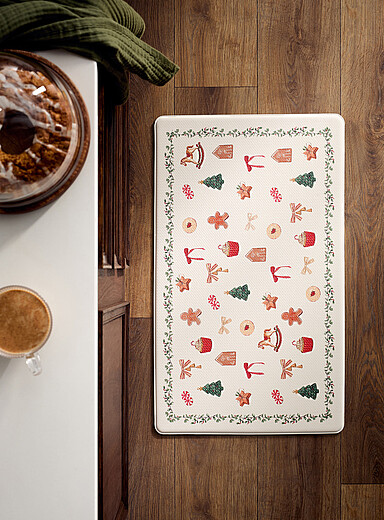 Simons Maison: Le tapis de cuisine esprit des F&ecirc;tes 46 x 76 cm <b>Collection de No&euml;l</b> &Eacute;cru &agrave; motifs