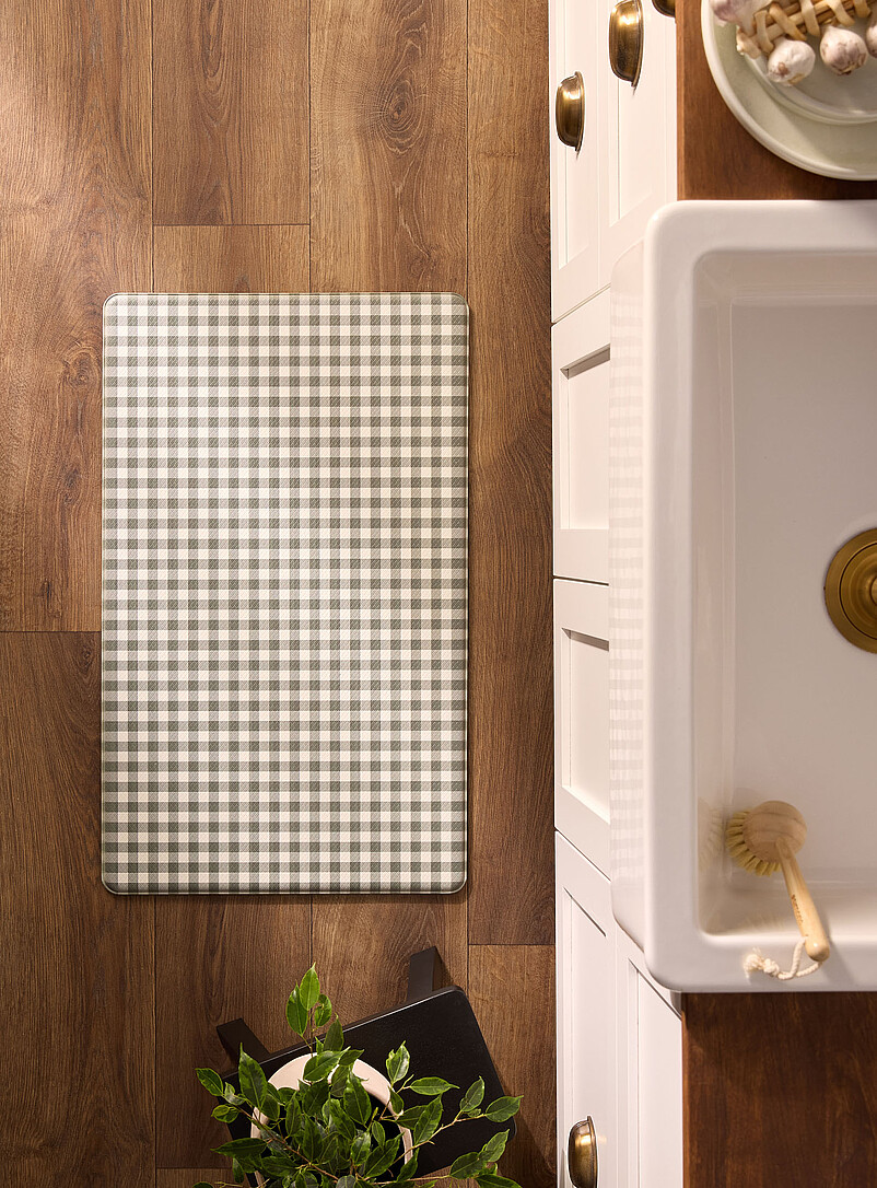 Grey-green gingham checkers kitchen mat 46 x 76 cm product image (primary)