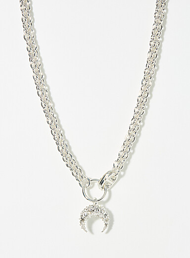 Marine Serre Silver Moon crystal necklace for men