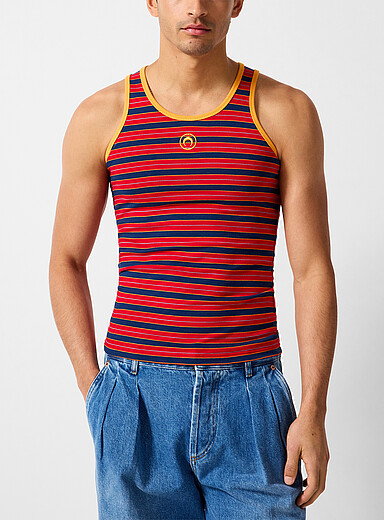 Marine Serre: La camisole Moon ray&eacute;e Bleu pour homme