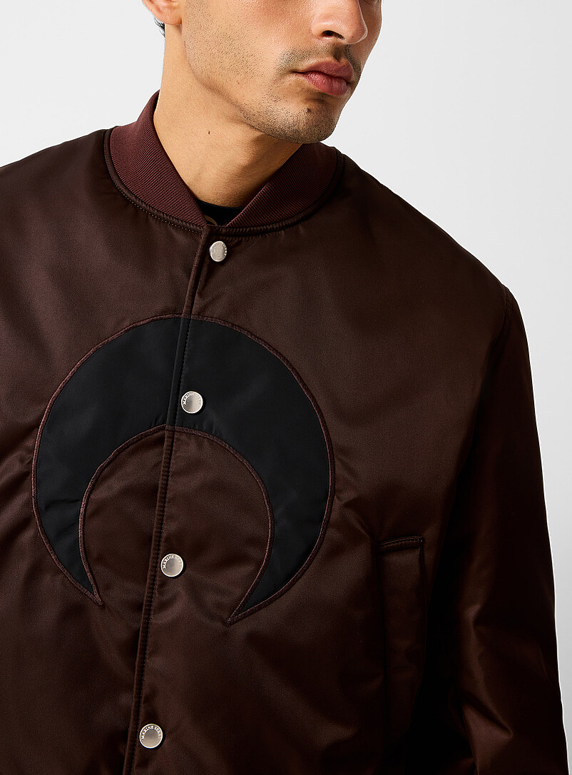Contrasting moon chocolate brown nylon bomber jacket Unisex product image 2