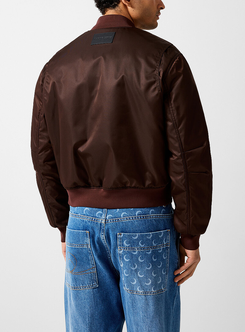Contrasting moon chocolate brown nylon bomber jacket Unisex product image 3