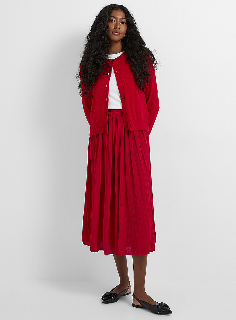 Jupes Femme,Jupe Mi-Longue pour Femme Rouge Taille Haute Jupes Femme,Jupe Mi-Longue pour Femme Rouge Taille Haute