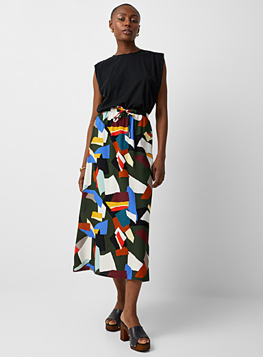 Contemporaine Patterned green Terrazzo print skirt for women