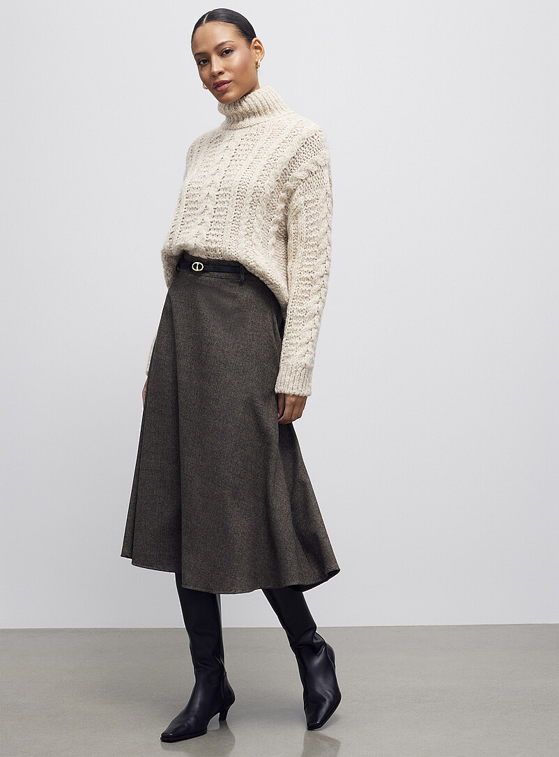 Flared tweed midi skirt | Contemporaine | Women's Midi Skirts