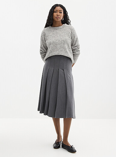 Contemporaine: La jupe midi plis plats Gris pour femme
