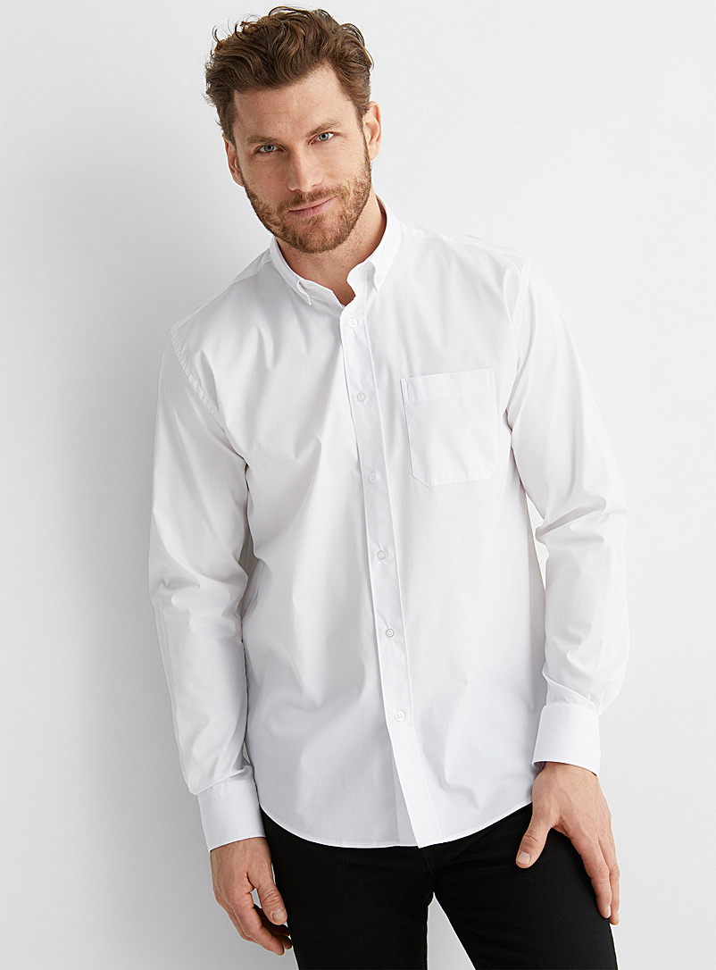 Le 31 White Stretch minimalist shirt Comfort fit for men