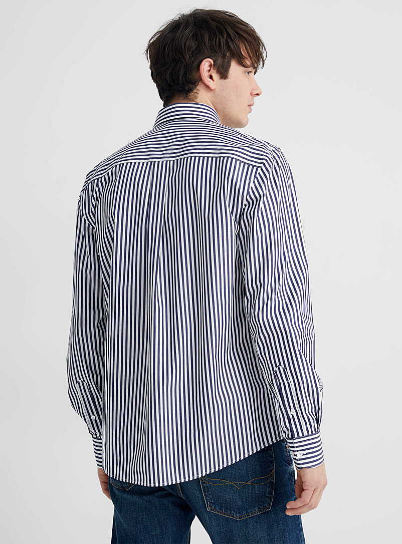 Le 31 Blue Vertical twin-stripe shirt Comfort fit for men