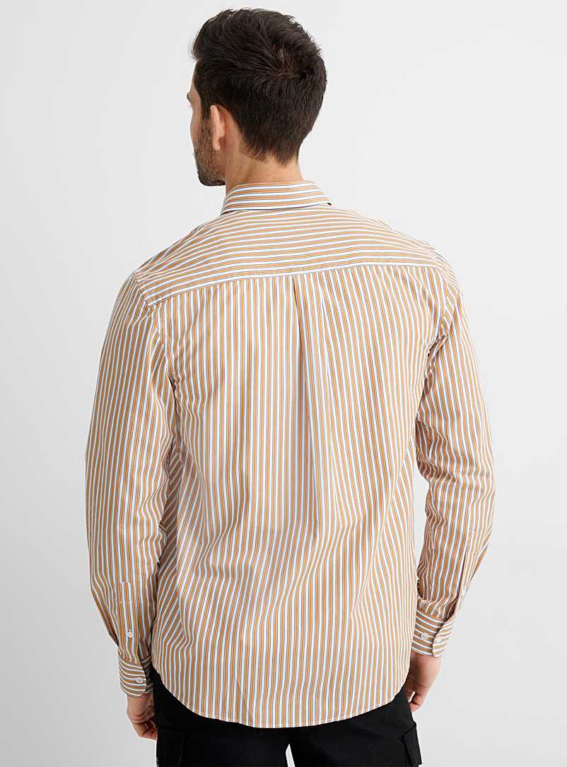 Le 31: La chemise rayures binaires verticales Coupe confort Jaune or pour homme