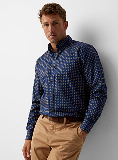 Le 31 Patterned navy  Mosaic flower shirt Comfort fit for men